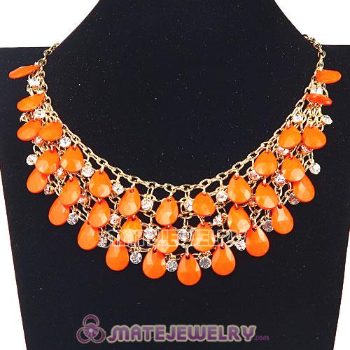 Multilayers Cascade Orange Resin Crystal Bubble Bib Necklaces Wholesale