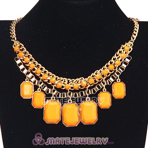 Wholesale Chunky Orange Resin Diamond Choker Bib Necklaces