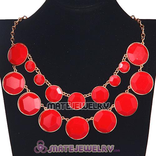 2012 Women Red Resin Bubble Bib Statement Necklaces 