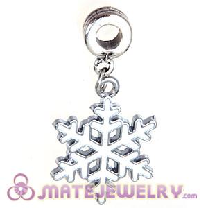 Platinum Plated Alloy Enamel European Christmas Snowflakes Dangle Charms 