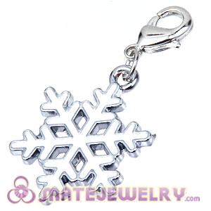 Platinum Plated Alloy Enamel Jewelry European Christmas Snowflakes Charms 