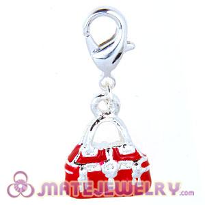 Wholesale Fashion Silver Plated Alloy Red Handbag Charms