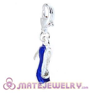 Wholesale Fashion Silver Plated Alloy Enamel Blue High Heel Charms