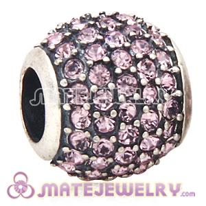 European Sterling Silver Light Amethyst Pave Lights With Light Amethyst Austrian Crystal Charm