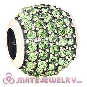 European Sterling Silver Peridot Pave Lights With Peridot Austrian Crystal Charm