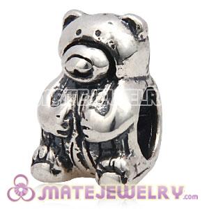 antique silver Teddy Bear beads