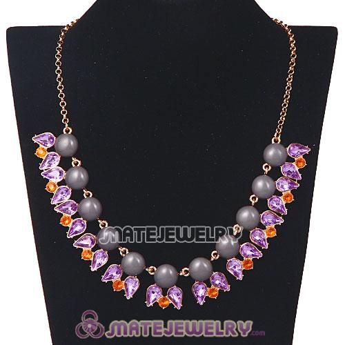 2013 New Fashion Crystal Dewdrop Grey Resin Bubble Necklace Jewelry