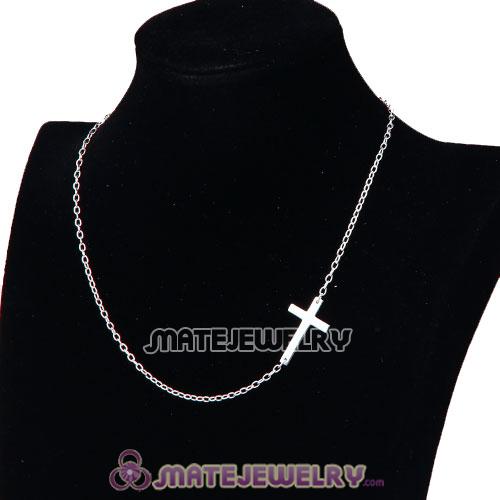 Wholesale 925 Sterling Silver Fashion Sideways Cross Necklace