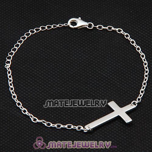 Wholesale 925 Sterling Silver Fashion Sideways Cross Bracelet