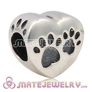 Wholesale European Sterling Silver Heart Footprint Paws Charm Bead