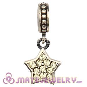 European Sterling Jonquil Pave Star Dangle With Jonquil Austrian Crystal