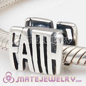 Wholesale 925 Sterling Silver European FAITH Charm Message Bead 