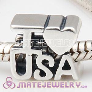Wholesale 925 Sterling Silver European I LOVE USA Charm Message Bead 