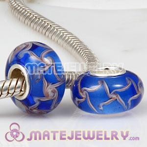 Blue Swirl Lampwork Glass Beads