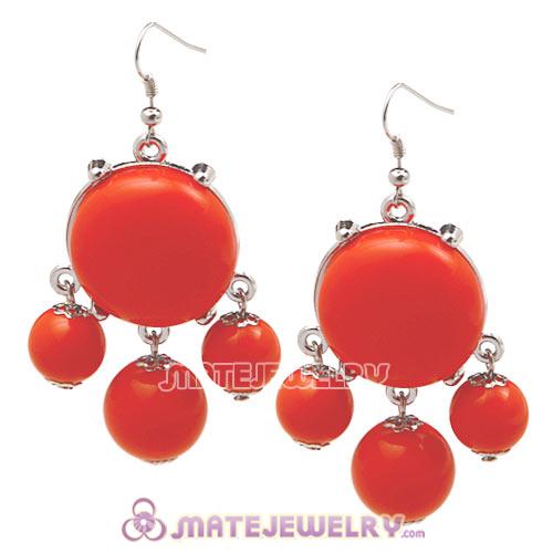 Fashion Silver Plated Drop Orange Bubble Earrings Wholesale