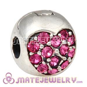 925 Sterling Silver Love Of My Life Clip Beads With Rose Austrian Crystal