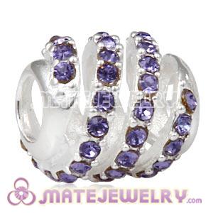 925 Sterling Silver Modern Glam Charm Beads With Tanzanite Austrian Crystal 
