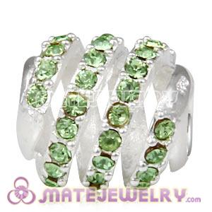 925 Sterling Silver Modern Glam Charm Beads With Peridot Austrian Crystal 