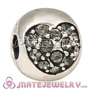 925 Sterling Silver Love Of My Life Clip Beads With Black Diamond Austrian Crystal