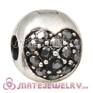 925 Sterling Silver Love Of My Life Clip Beads With Jet Austrian Crystal