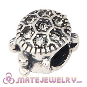 925 Sterling Silver European Turtle Charm Bead With Black Diamond Austrian Crystal