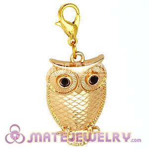 Gold Plated European Jewelry Owl Charms Wholesale 