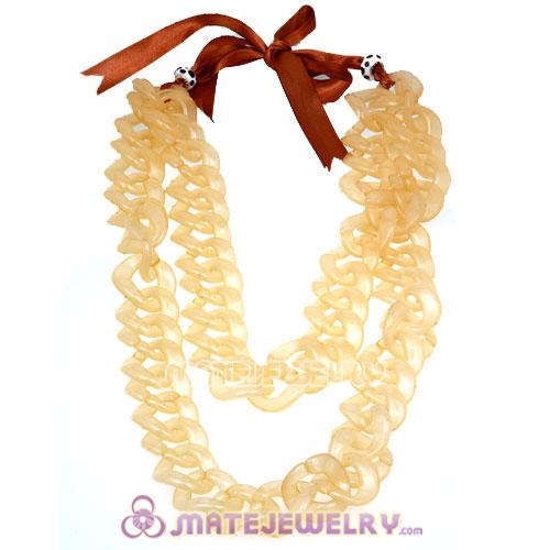 Acrylic Hoop Chunky Silk Ribbon Costume Jewelry Necklace