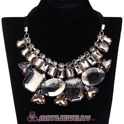 Rhinestone Crystal Diamond Silk Ribbon Costume Jewelry Necklace