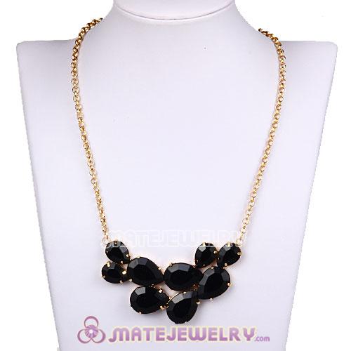 Gold Chain Black Resin Diamond Pendant Necklace Wholesale