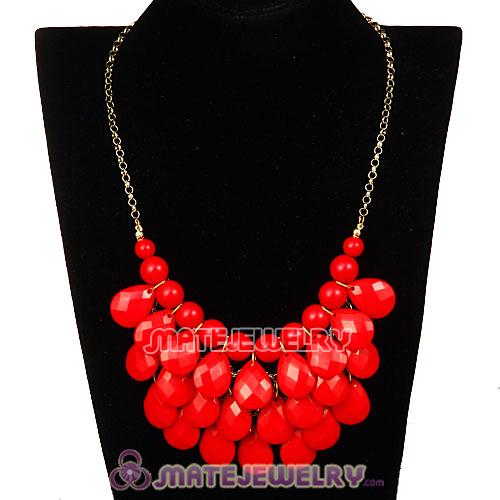 New Fashion Coral Red Bubble Bib Statement Necklace Wholesale