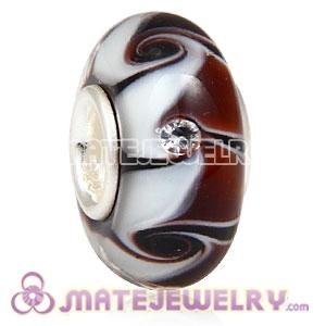 Handmade European Glass Beads Inside Cubic Zirconia In 925 Silver Core 