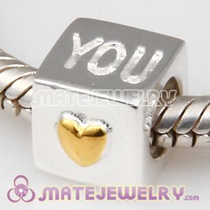 2011 Love you gold plated heart bead charms