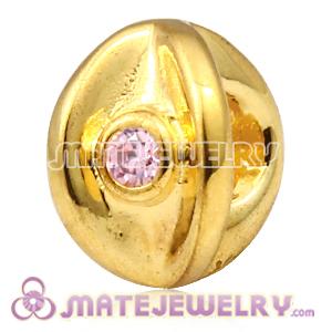 Retired European Gold Plated Eye Bead with Pink Stone 