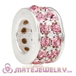European Sterling Silver Spacer Beads with Light Rose Austrian Crystal