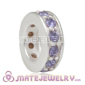 European Sterling Silver Spacer Beads with Tanzanite Austrian Crystal