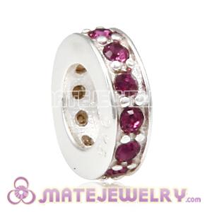 European Sterling Silver Spacer Beads with Amethyst Austrian Crystal