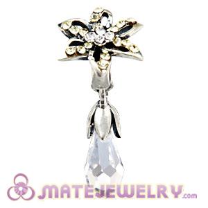 Sterling Silver Lily Briolette Dangle Beads with Jonquil and Crystal Austrian Crystal