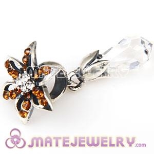 Sterling Silver Lily Briolette Dangle Beads with Smoked Topaz and Crystal Austrian Crystal