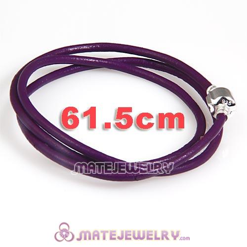 61.5cm European Purple Triple Slippy Leather Intuition Bracelet