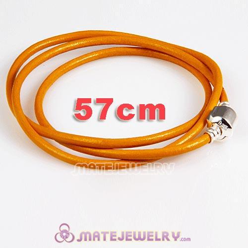 57cm European Yellow Triple Slippy Leather Sunny Bracelet