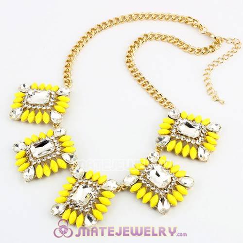 2013 Fashion Lollies Yellow Resin Crystal Statement Necklaces