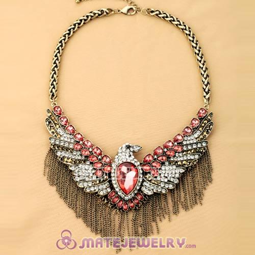 Vintage Style Brand Crystal Hawk Tassels Necklace Wholesale