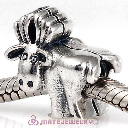 Antique sterling silver european Moose beads with screw thread