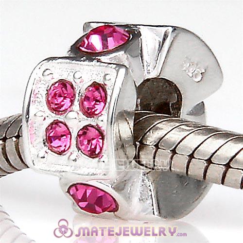 Sterling Silver European Radiance Beads with Rose Austrian Crystal