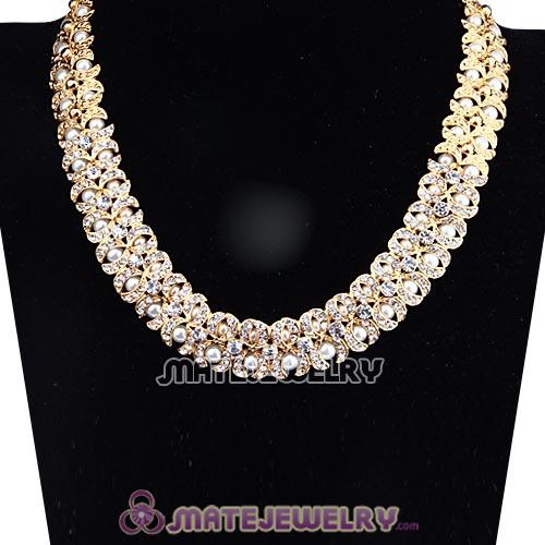 Fashion Gold Plated bling bling Crystal Pearl Necklaces Wholesale