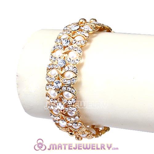 Fashion Gold Plated bling bling Crystal Pearl Bracelets Wholesale