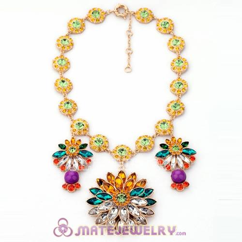 2013 Fashion Multicolor Resin Crystal Flower Pendant Necklaces
