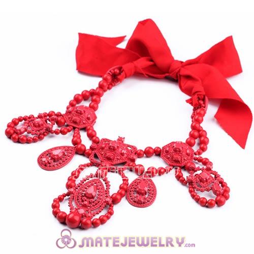 Fashion luxury Red Pretty Tie Collar Metal Lacquer Necklace