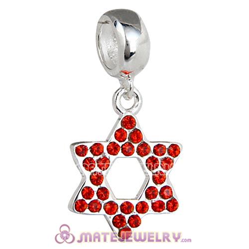 Sterling Silver Star Of David with Hyacinth Austrian Crystal Dangle Beads