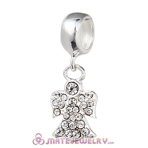 Sterling Silver Angel with Clear Austrian Crystal Dangle Beads